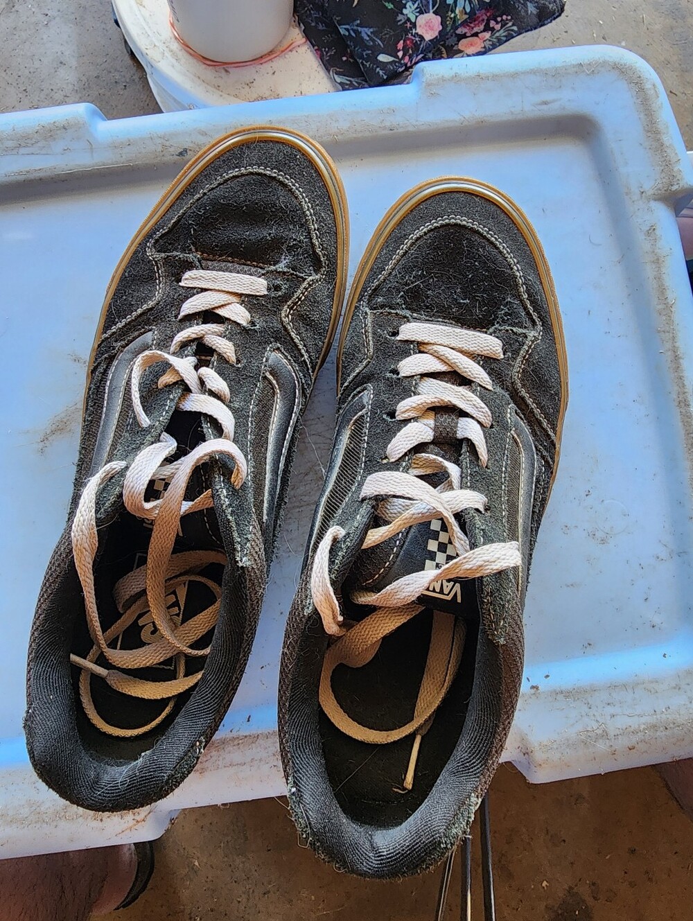 Vans Black Canvas Old Skool Sneakers with White Laces and Gum Soles